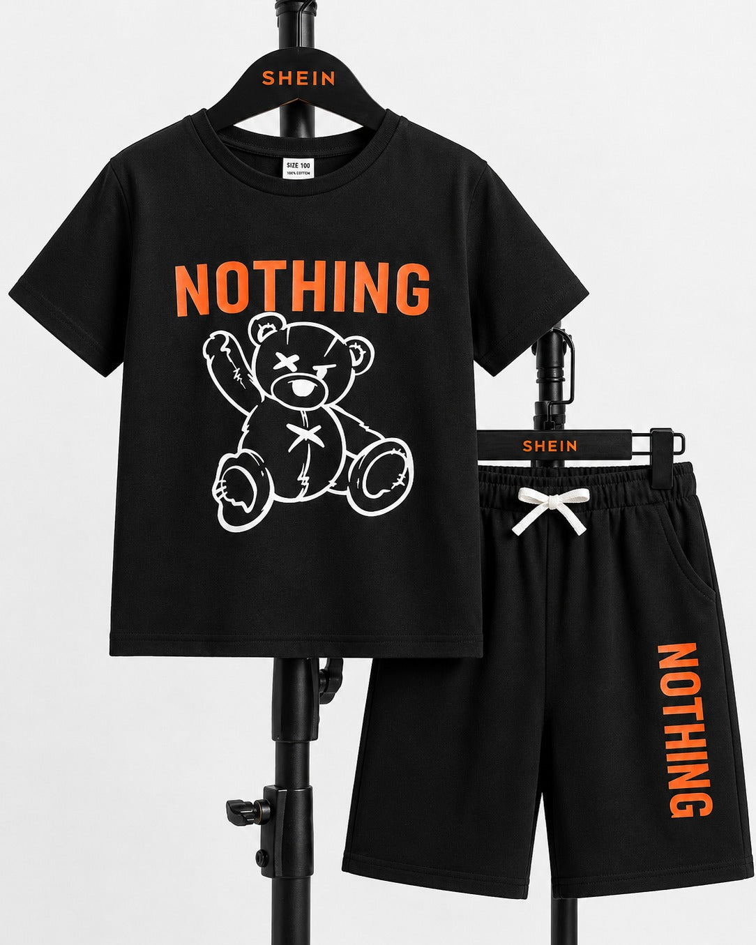 Growfit Boys NOTHING Black T-Shirt & Shorts Set