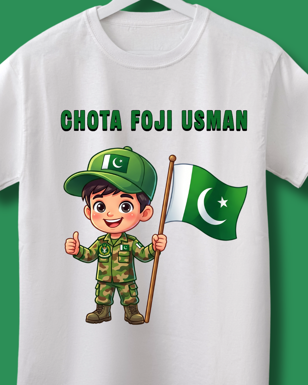 Chota Foji Pakistan Army 14 August Kid's white T-shirt
