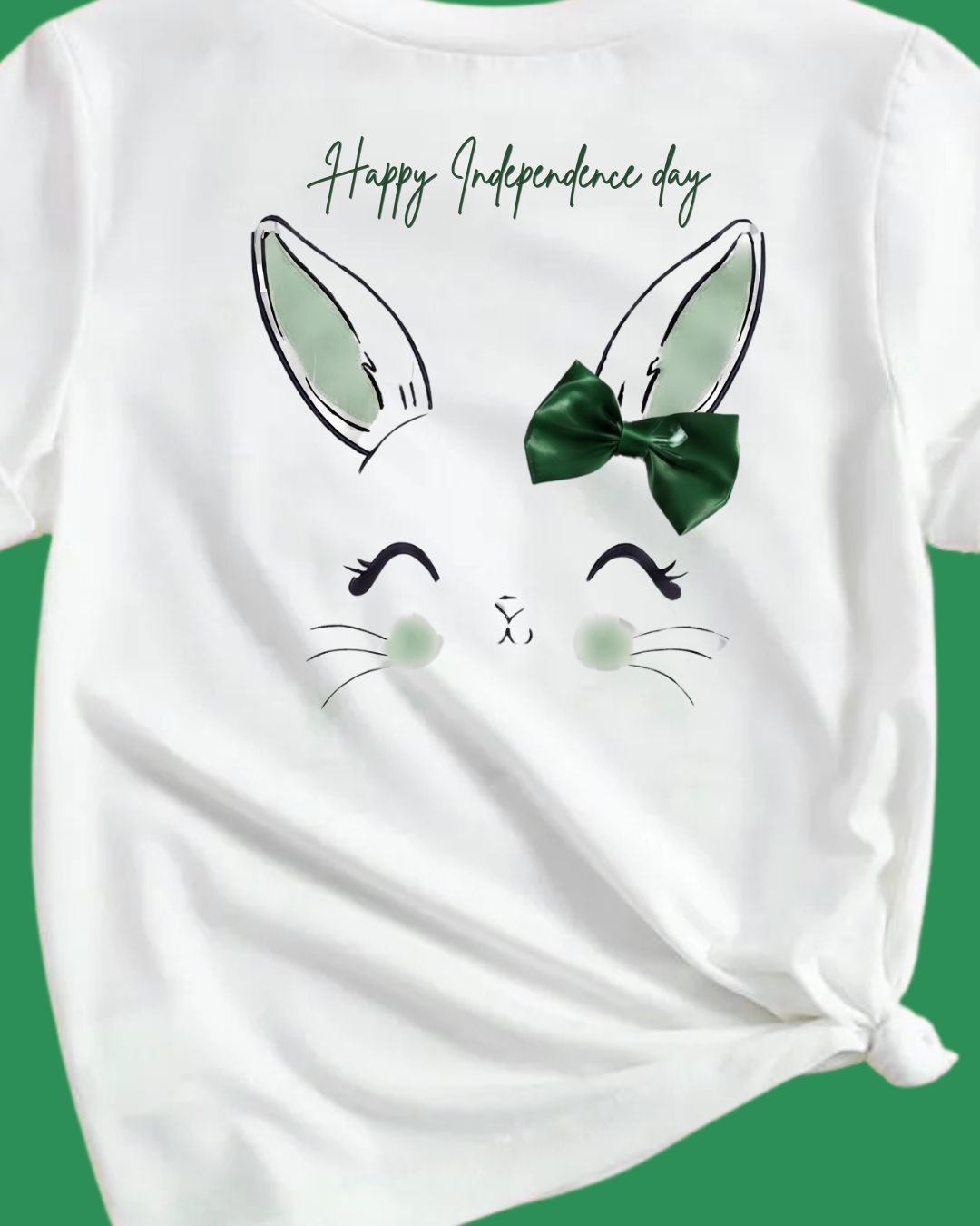 Cute Bunny Happy Independence Day Girls T-Shirt