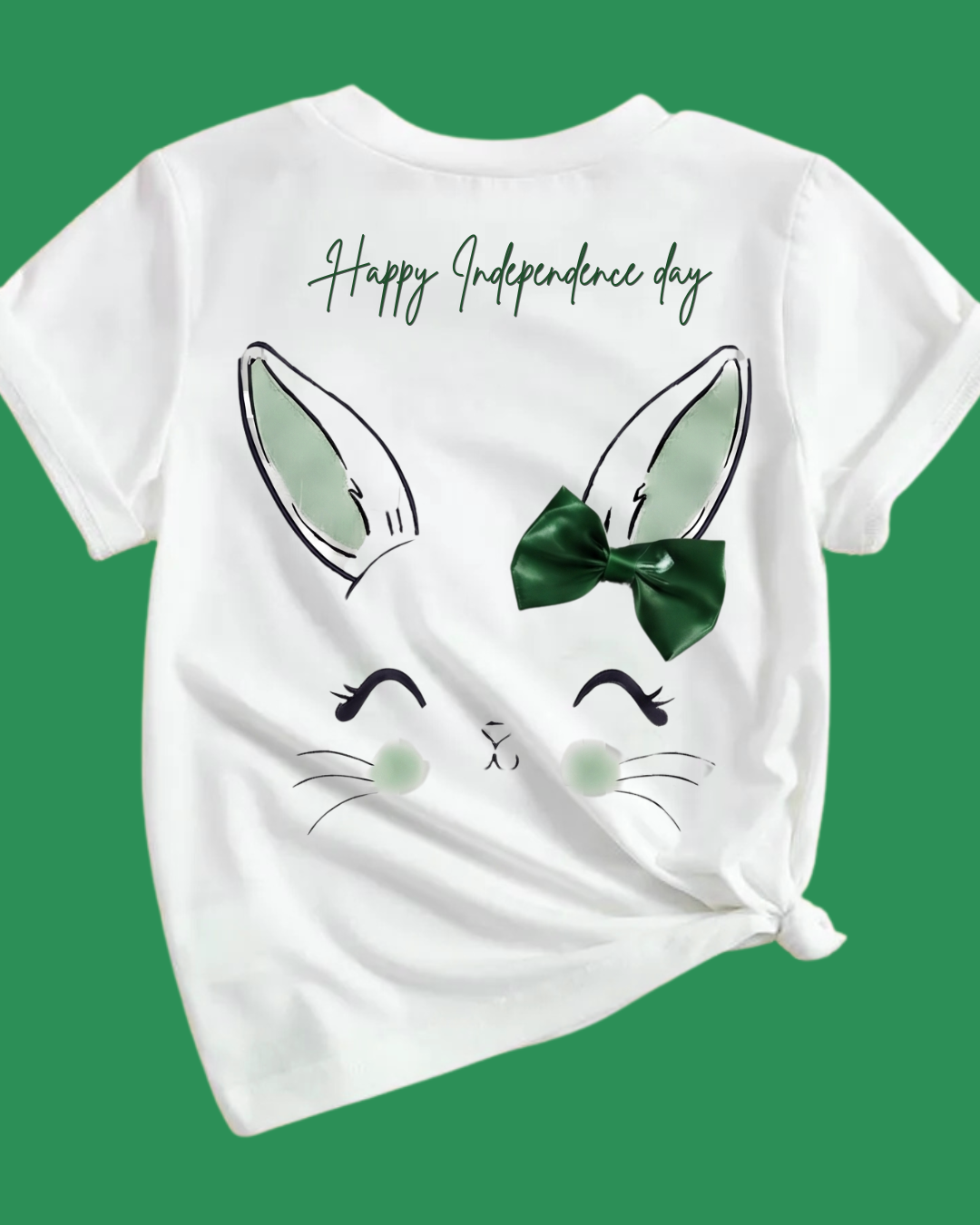Cute Bunny Happy Independence Day Girls T-Shirt