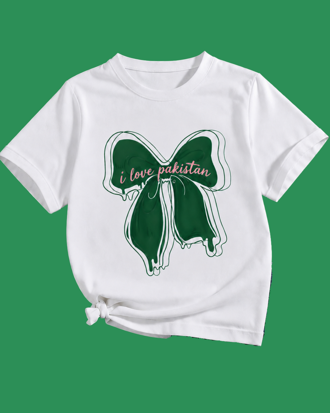 I Love Pakistan Bow White Girls T-Shirt – 14 August