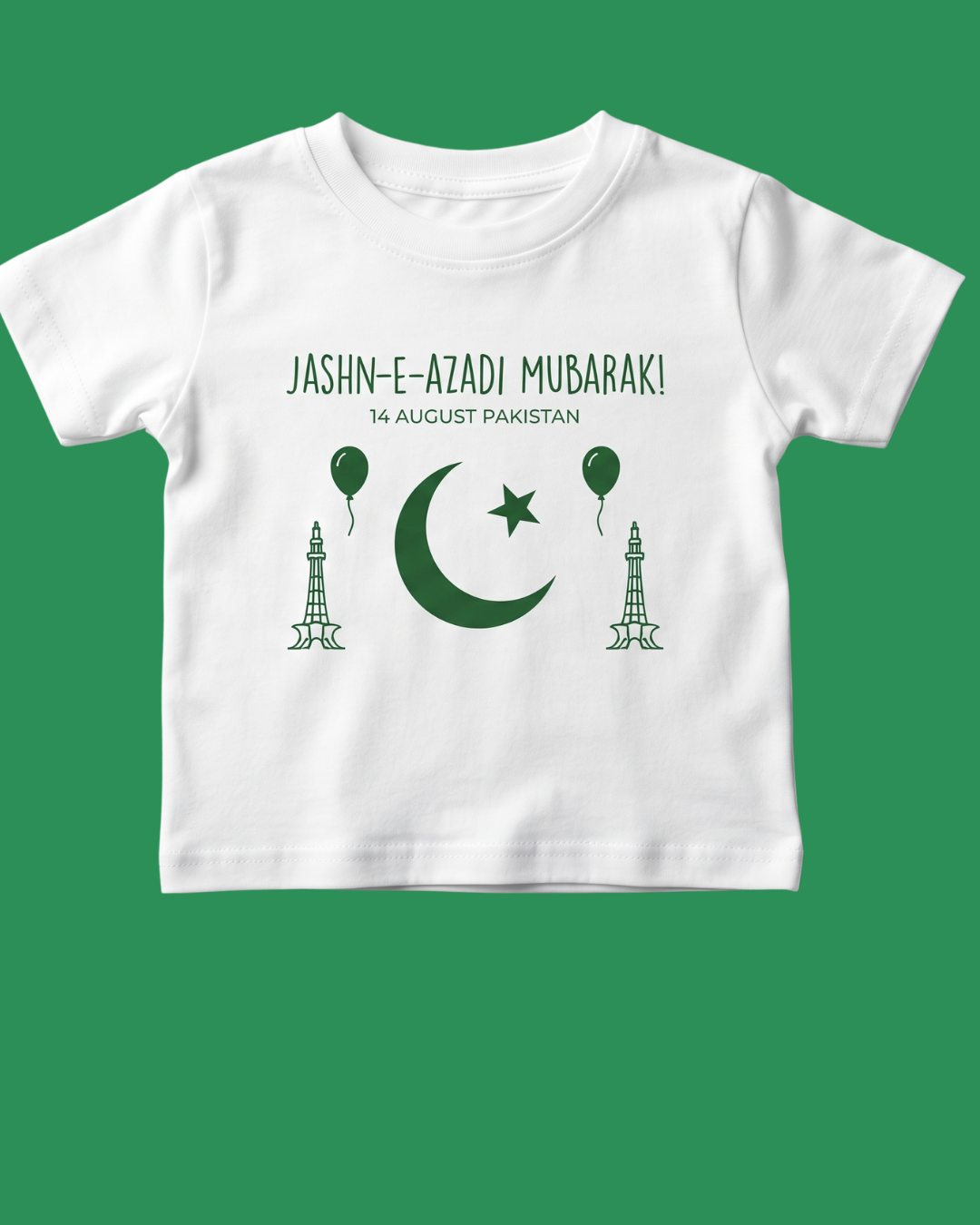 14 August Jashan-e-Azadi Mubarak White Kids T-Shirt