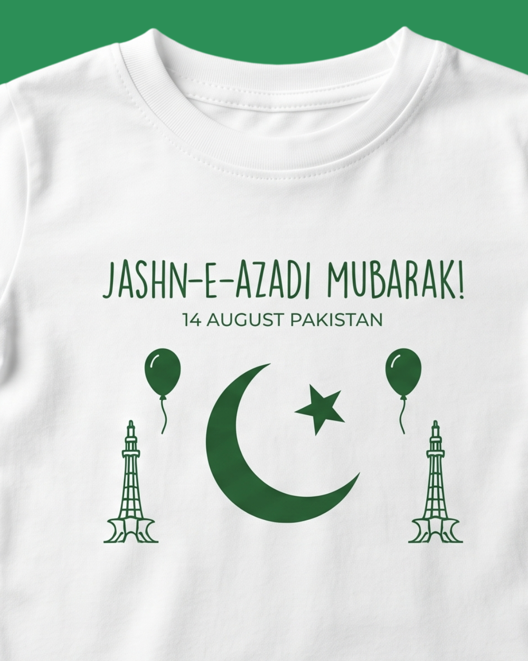 14 August Jashan-e-Azadi Mubarak White Kids T-Shirt