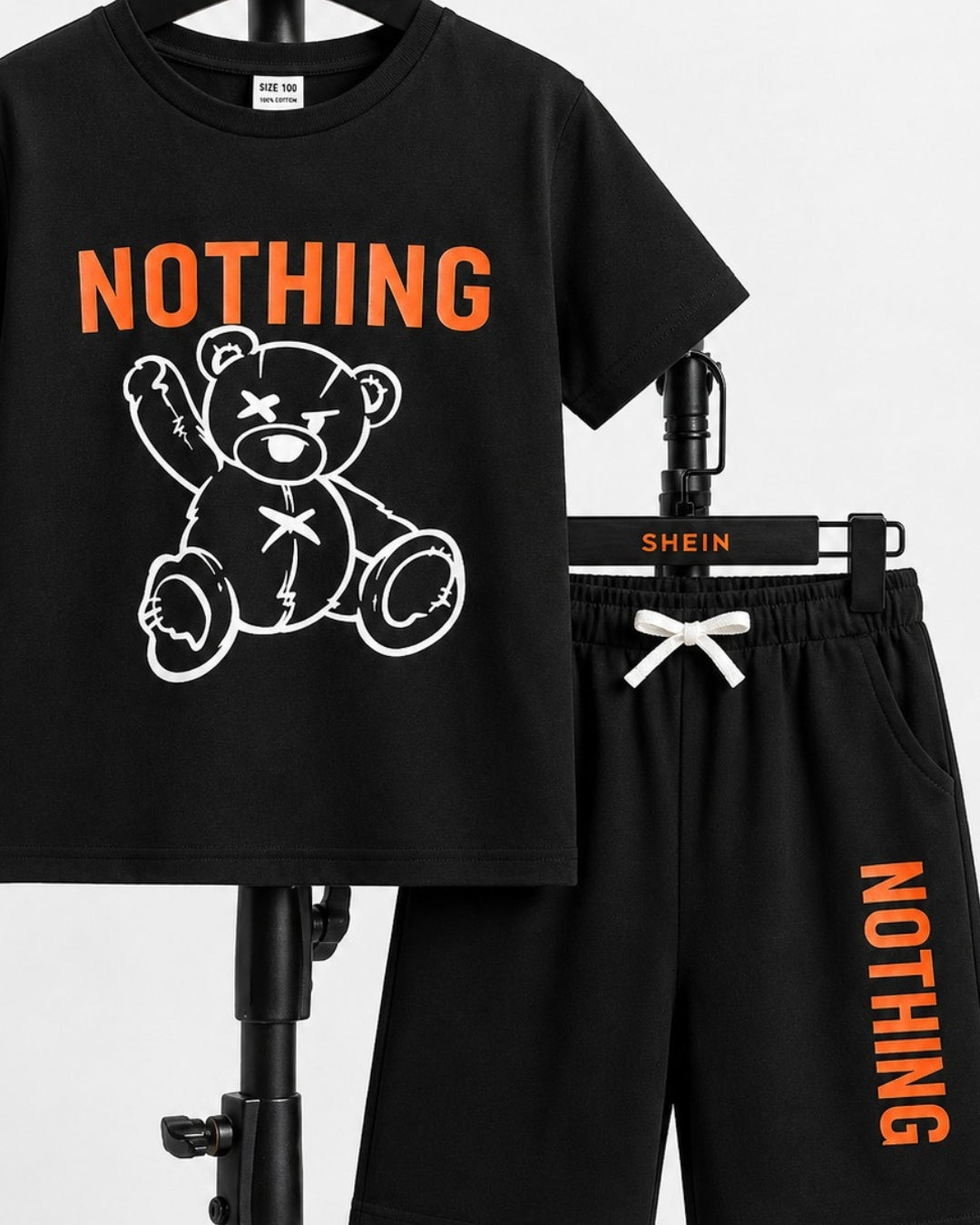 Growfit Boys NOTHING Black T-Shirt & Shorts Set